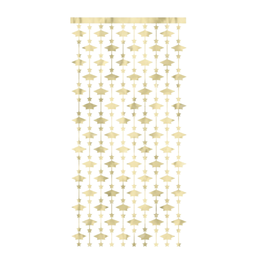 Golden Star Graduation Grad Caps Photo Booth Backdrop 39" x 79"