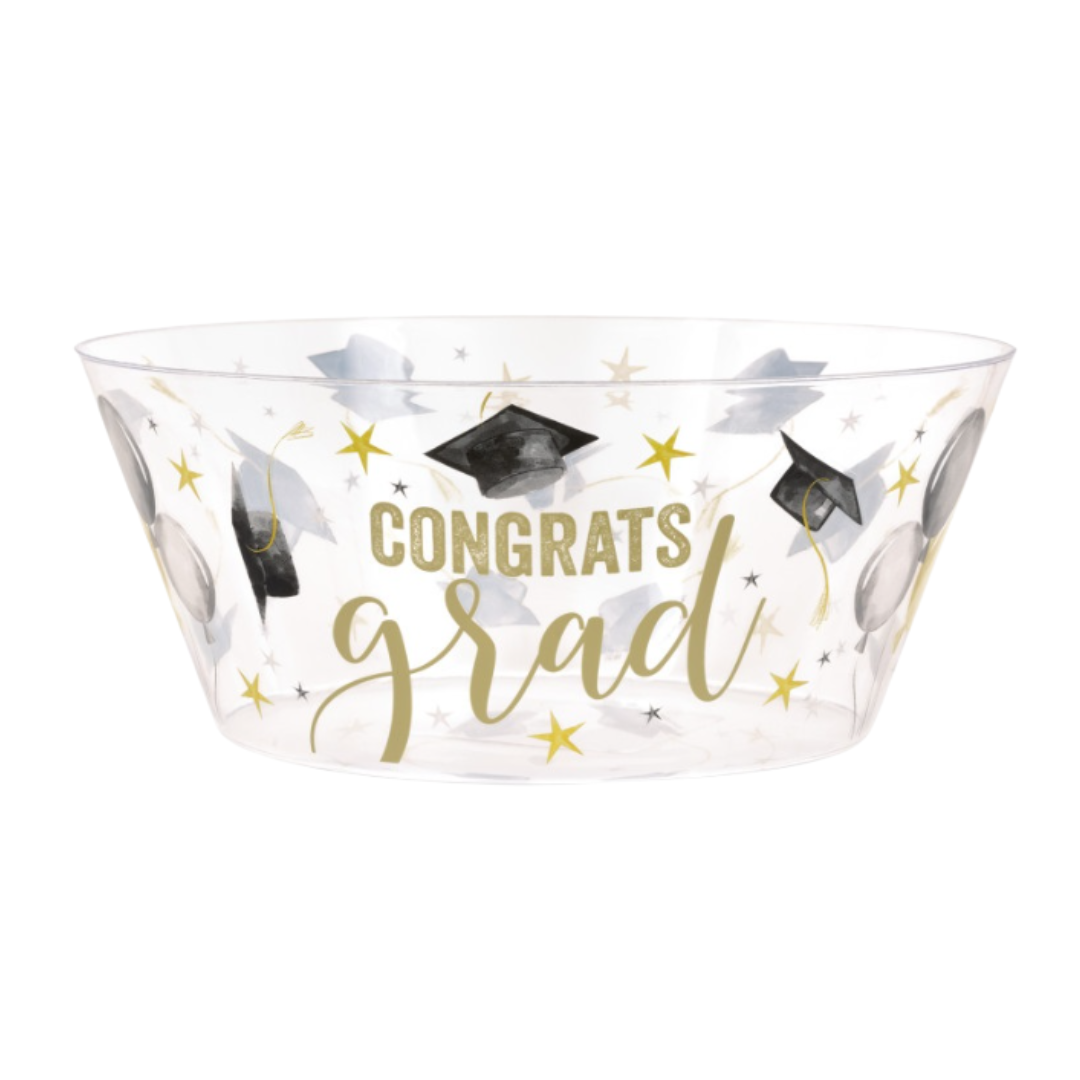 Golden Star Graduation "Congrats Grad" Plastic Serving Bowl