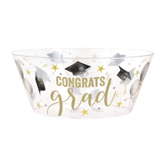 Golden Star Graduation "Congrats Grad" Plastic Serving Bowl