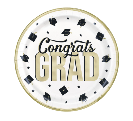 Classy Graduation "Congrats Grad" Round 9" Dinner Plates  8ct