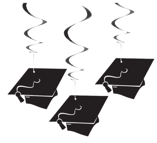 Grad Hanging Swirl Decorations  26"  3ct