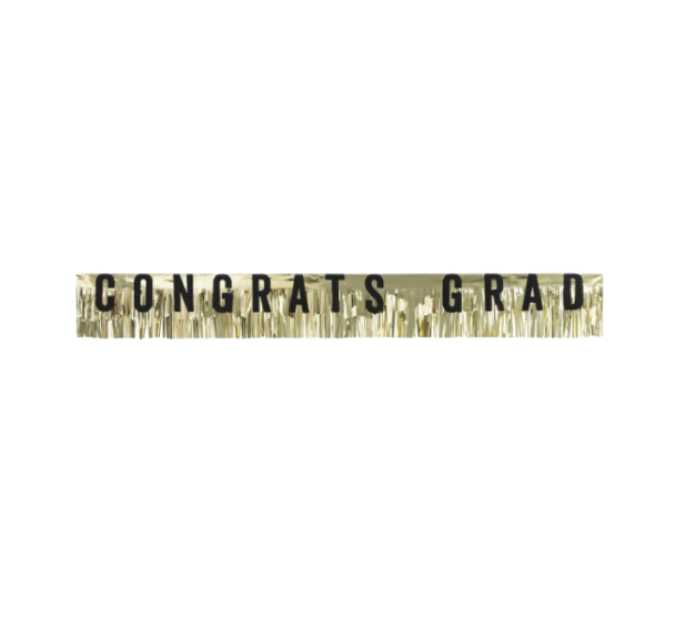 Gold "Congrats Grad" Foil Fringe Banner  6 ft
