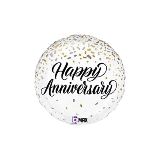 18"S Happy Anniversary Metallic Confetti