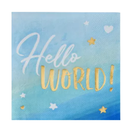 Hello World Blue Lunch Napkins