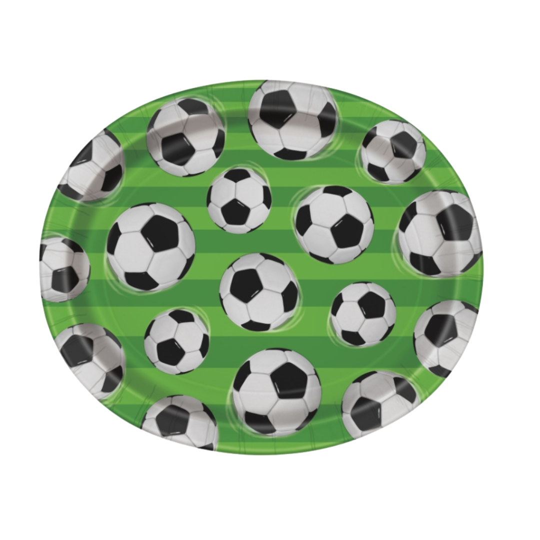 3D Soccer Oval 12" Plates  8ct