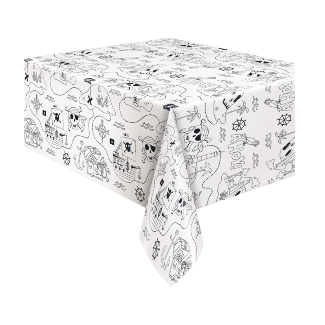 Ahoy Pirate Coloring Paper Table Cover 54"x84"