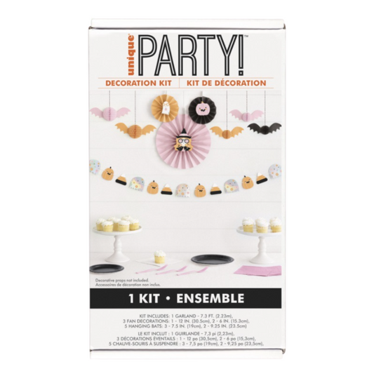 Groovy Halloween Decorating Kit with Hanging Bats and Iridescent Garland  9pc
