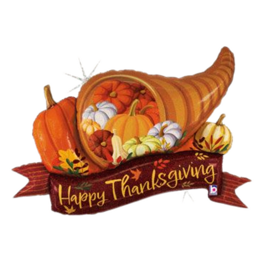 37" THANKSGIVING GLITTER CORNUCOPIA BANNER