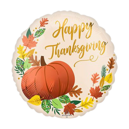 18" HAPPY THANKSGIVING SATIN FALL PUMPKIN