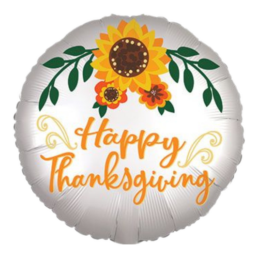 18" HAPPY THANKSGIVING FLORAL SATIN