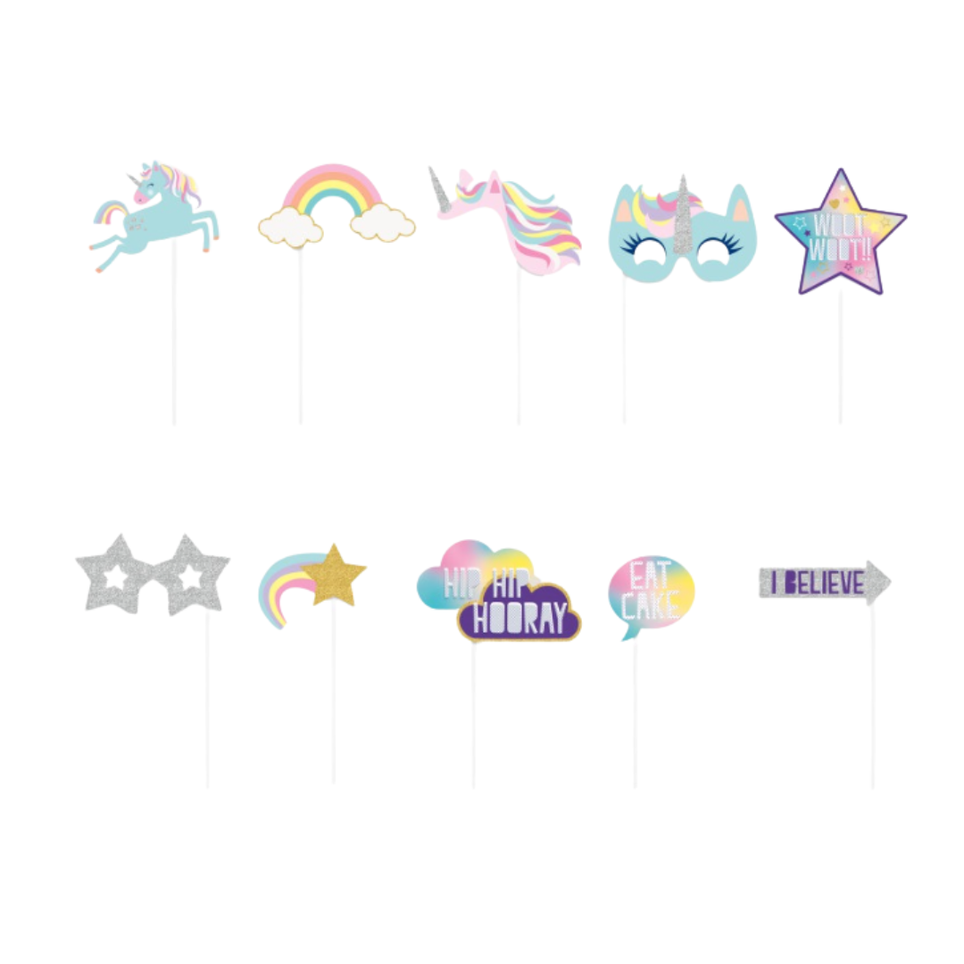 Foil Unicorn Photo Booth Props 10ct