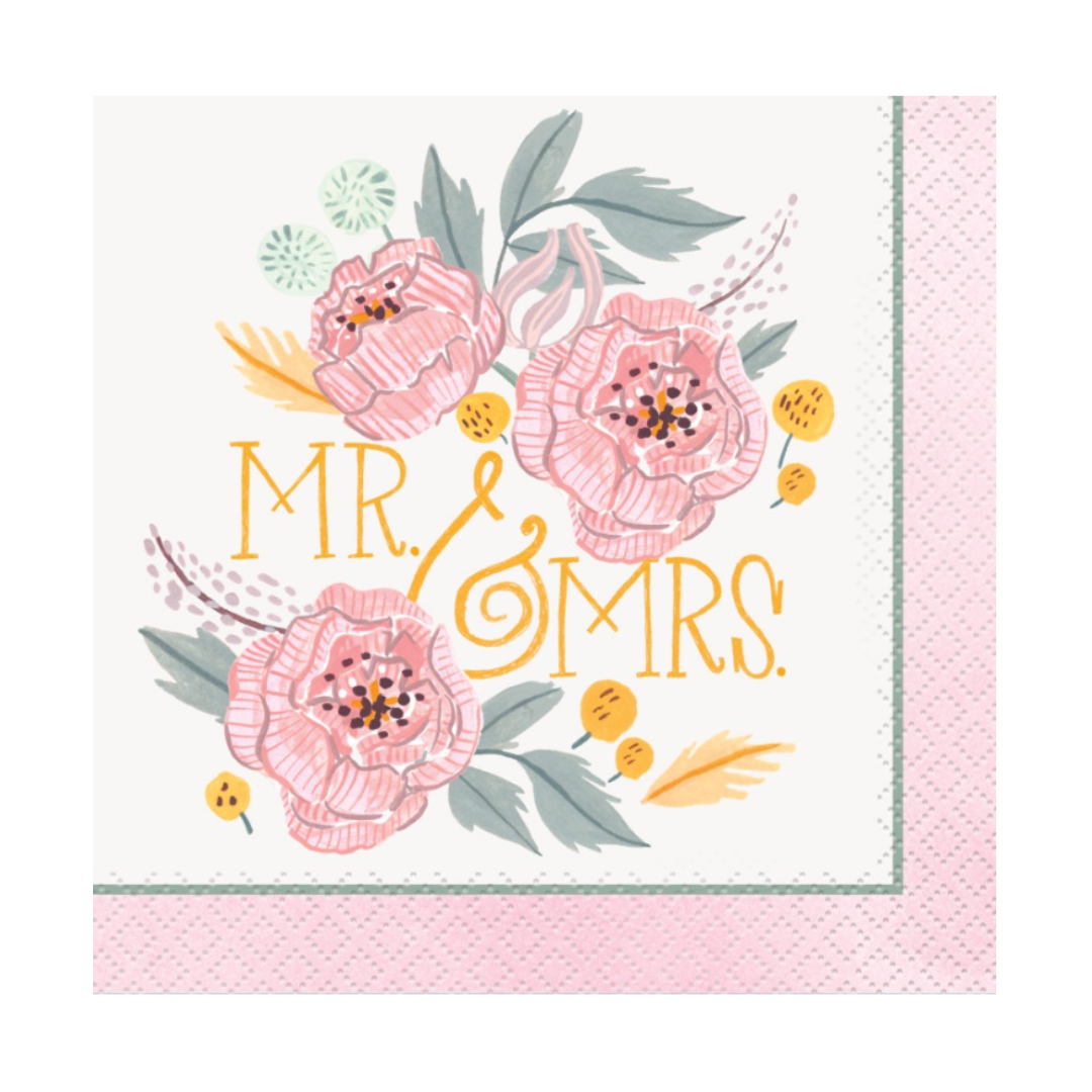 Painted Floral Beverage Napkins 16ct