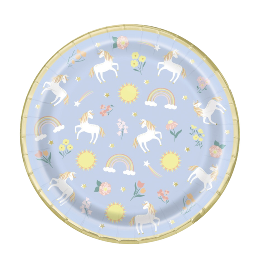 Dainty Unicorn Round 9" Dinner Plates 8ct - Foil Stamping