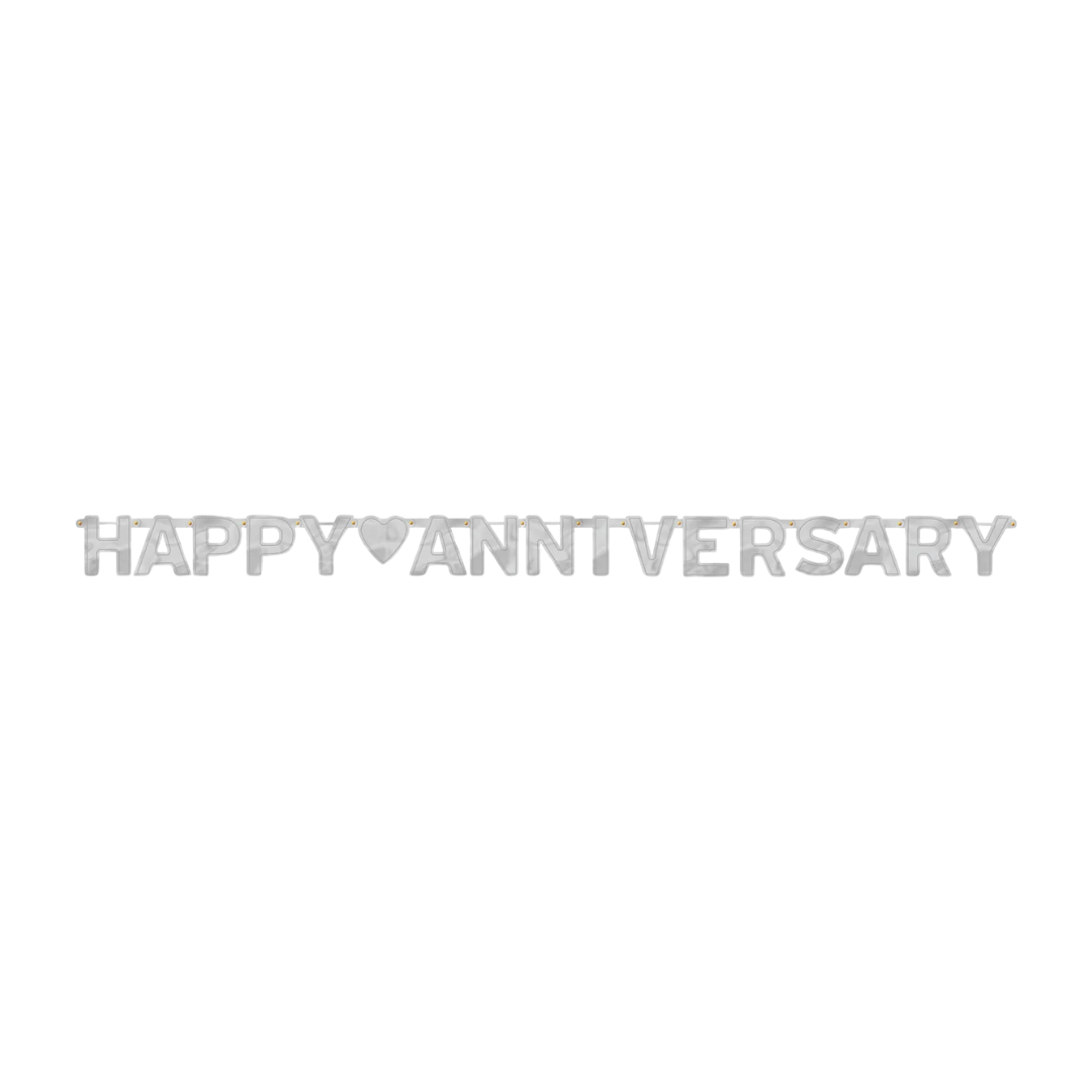Silver Happy Anniversary Banner