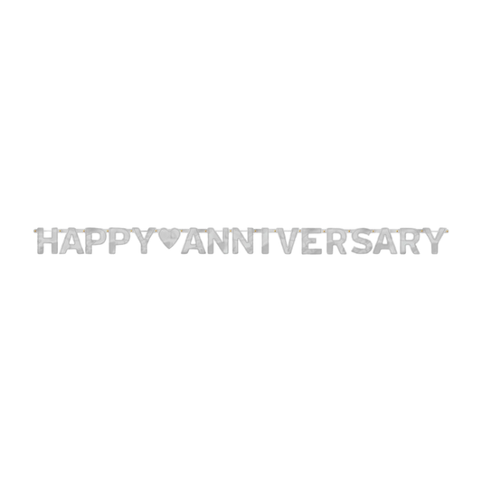 Silver Happy Anniversary Banner