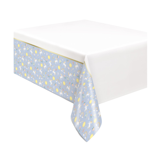 Dainty Unicorn Rectangular Foil Table Cover 54" x 84" - Short Fold