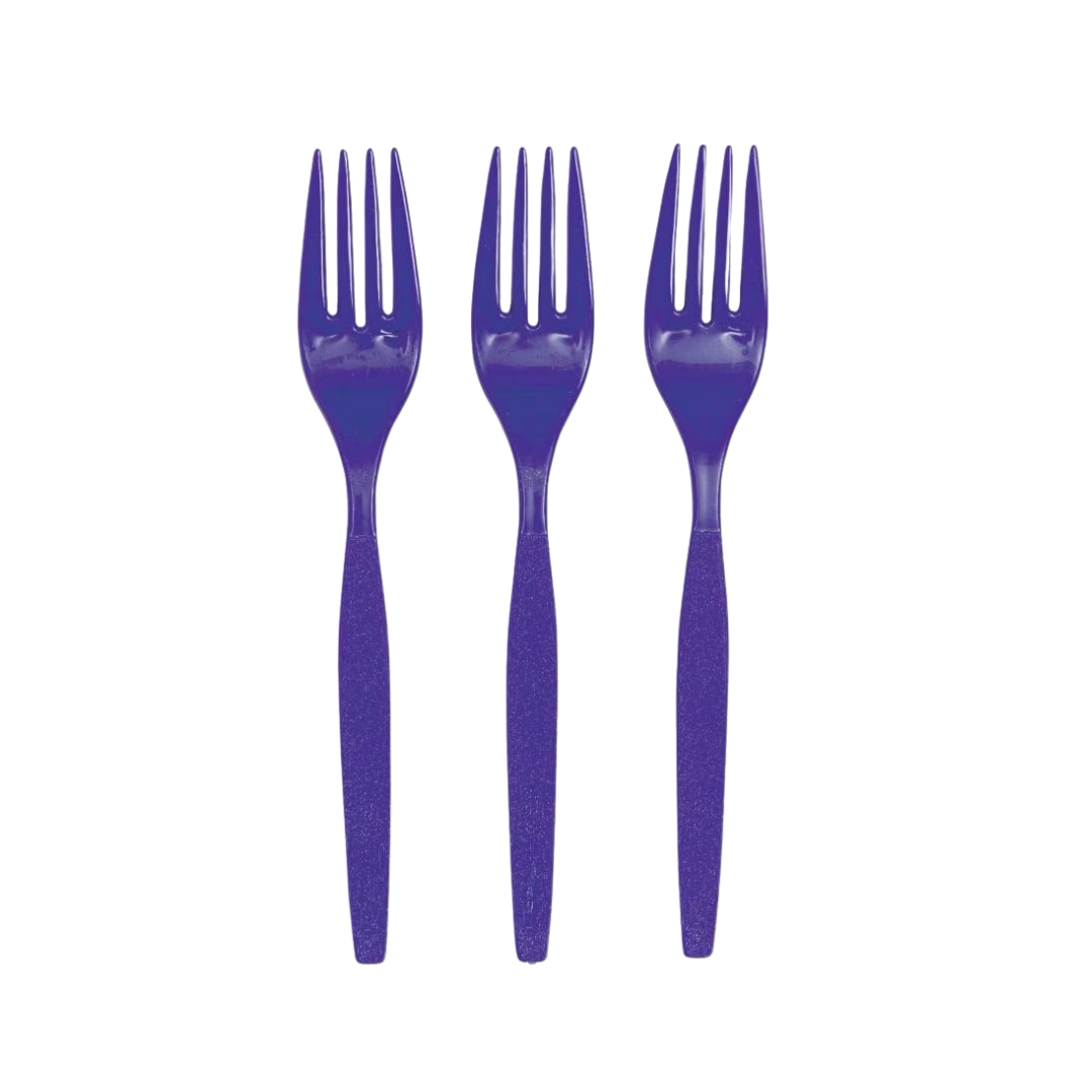 50pc Purple Plastic Forks