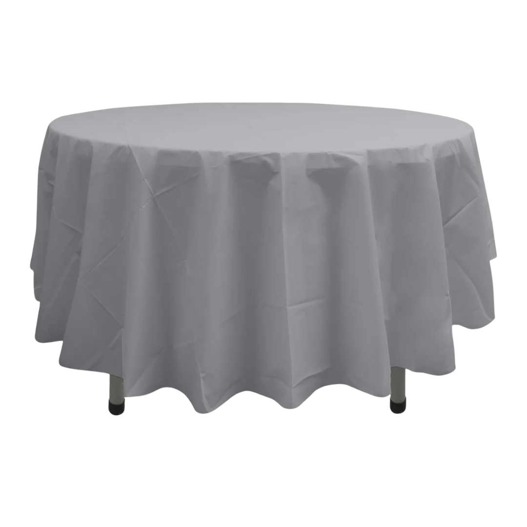 84" Round Silver Table Cover