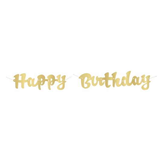 Gold Script "Happy Birthday" Banner
