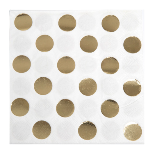 Gold Foil Dots Beverage Napkins 16ct - Foil Stamping