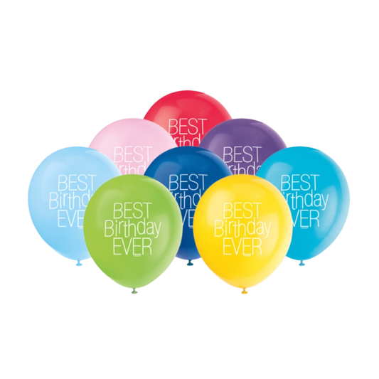Best Birthday Ever 12" Latex Balloons 8ct