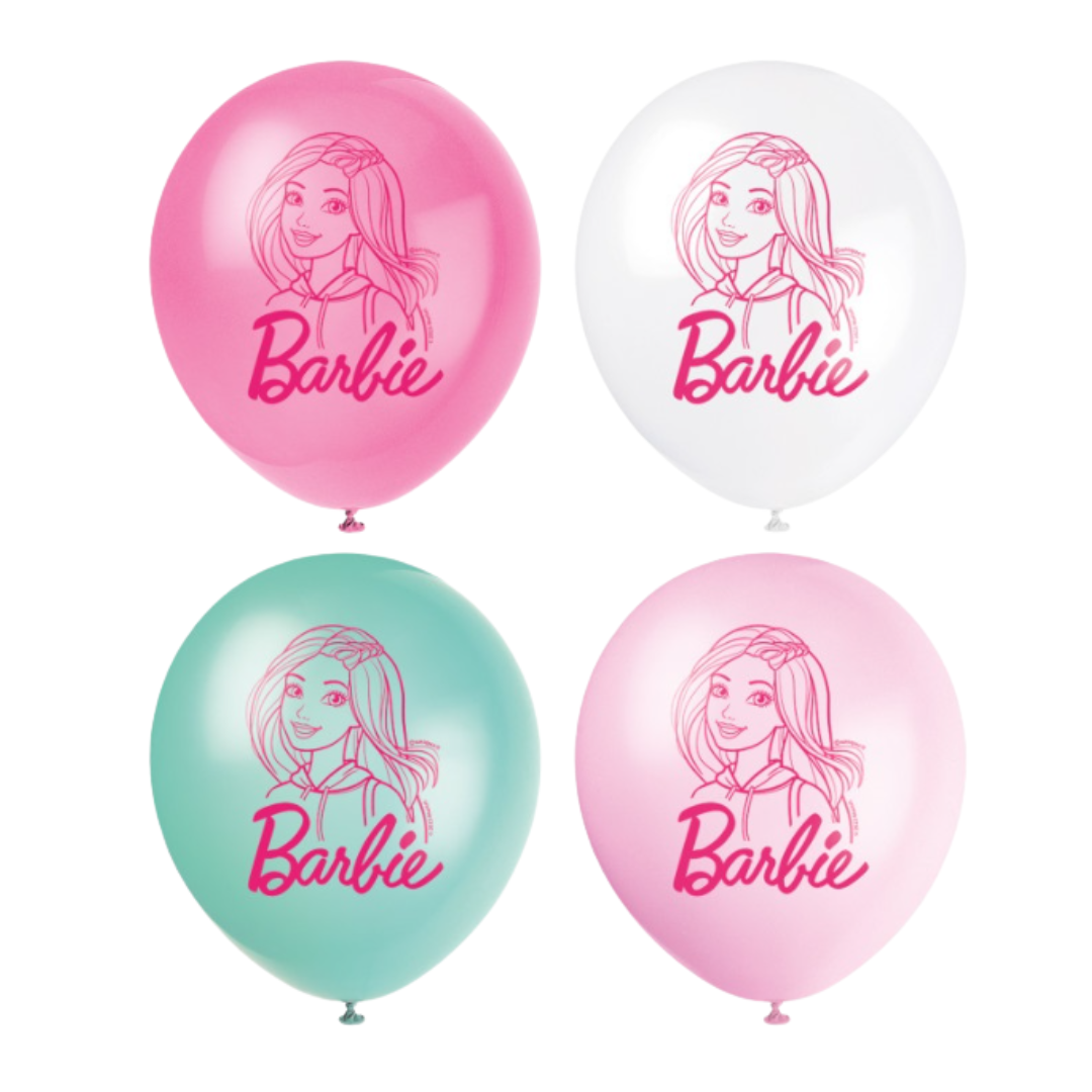Barbie Assorted Color 12" Latex Balloons 8ct