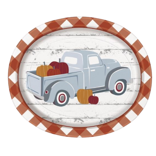 Pumpkin & Gingham Oval Plates 8ct