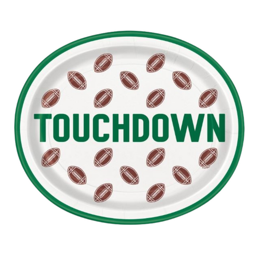 Football Toss "Touchdown" Oval 12" Plates 8ct