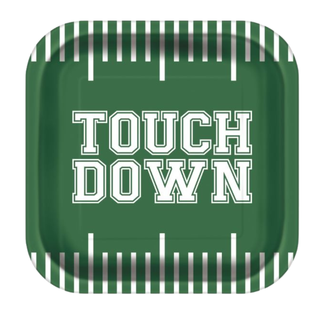 Game Ready Football "Touchdown" Square 9" Dinner Plates 8ct