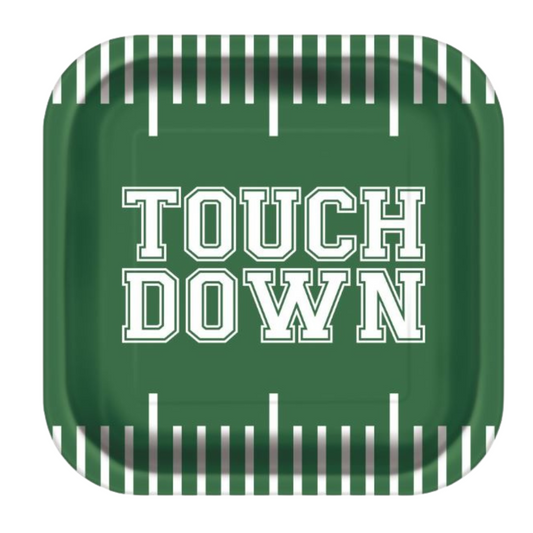 Game Ready Football "Touchdown" Square 9" Dinner Plates 8ct