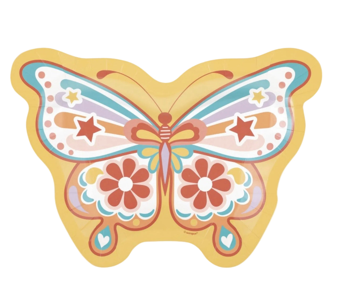 Rainbow Roller Skate Butterfly Shaped 10.25" Plates  8ct