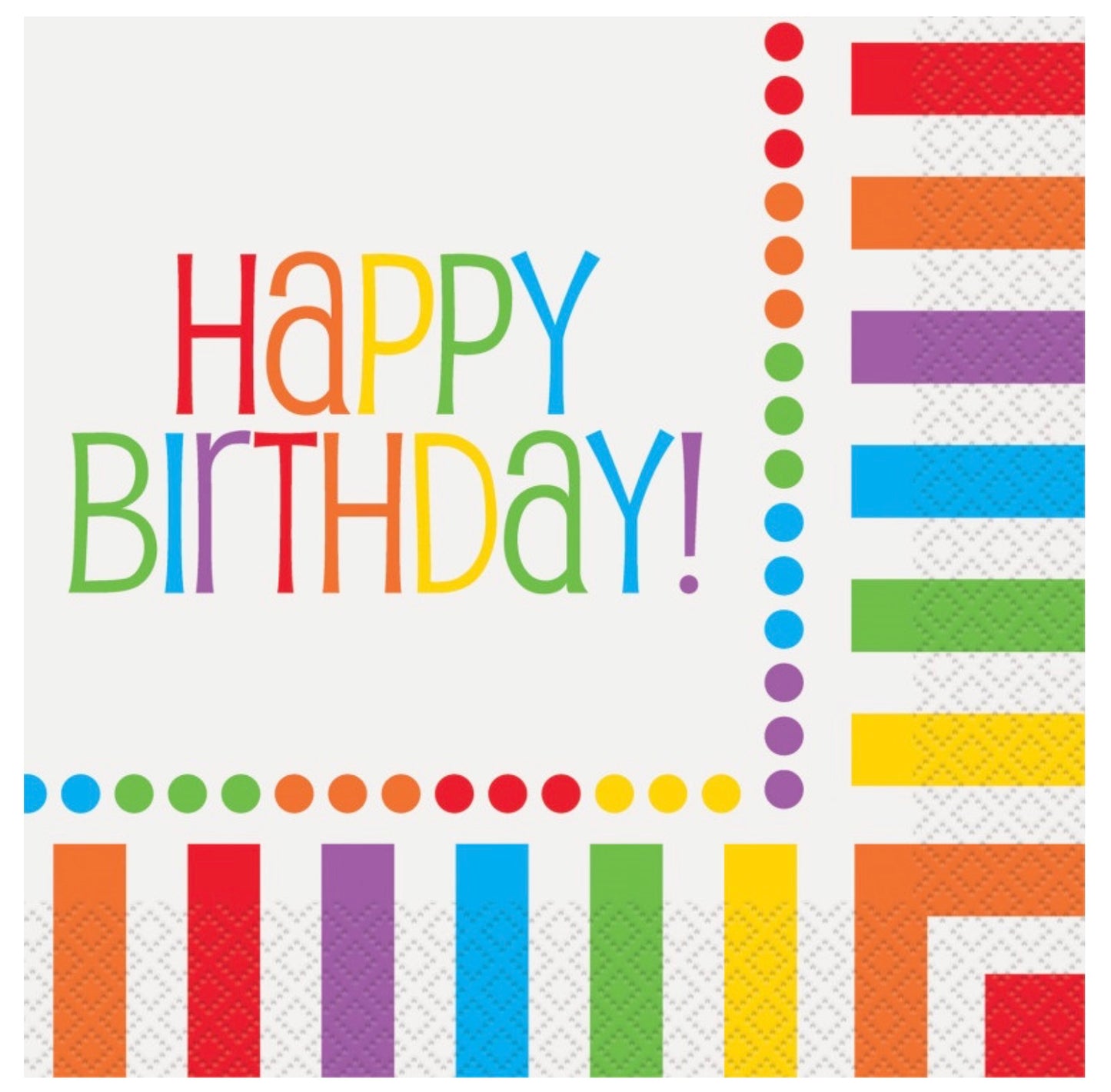 Rainbow Birthday "Happy Birthday" Luncheon Napkins  16ct