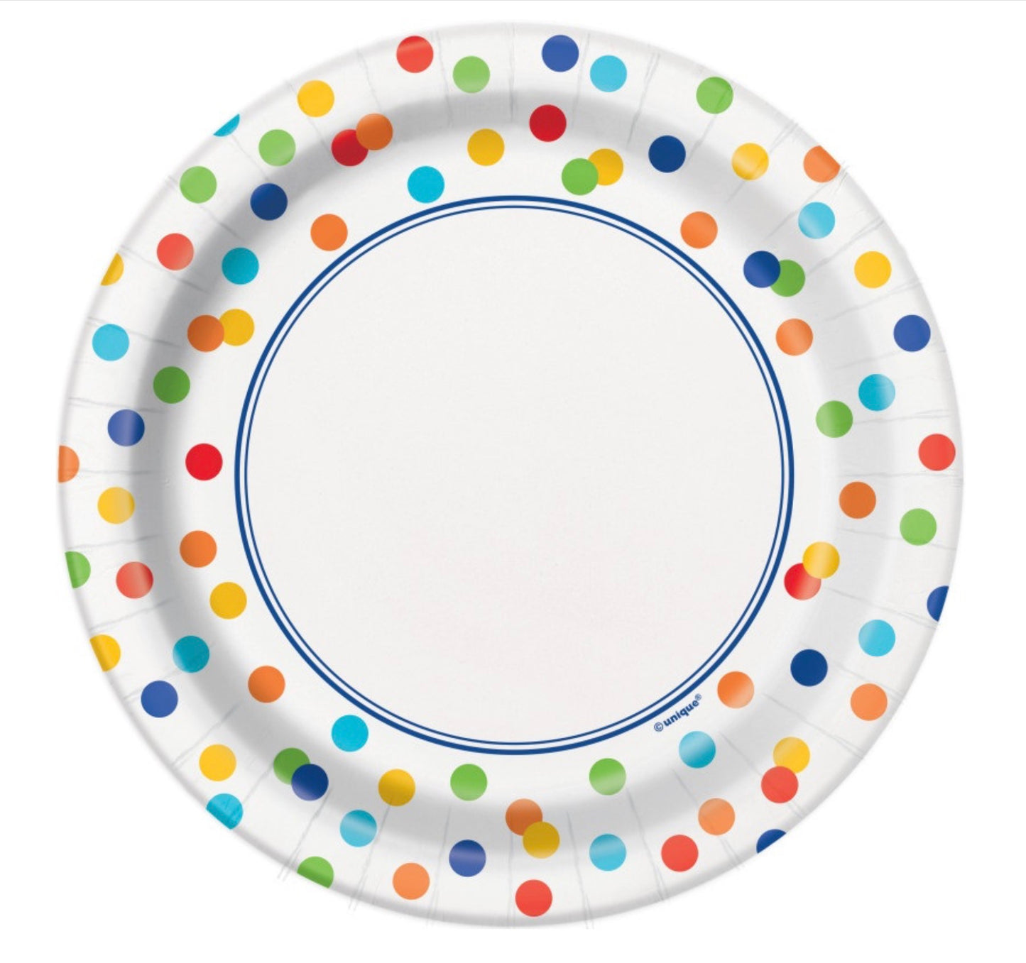 Rainbow Polka Dots Round 7" Dessert Plates  8ct
