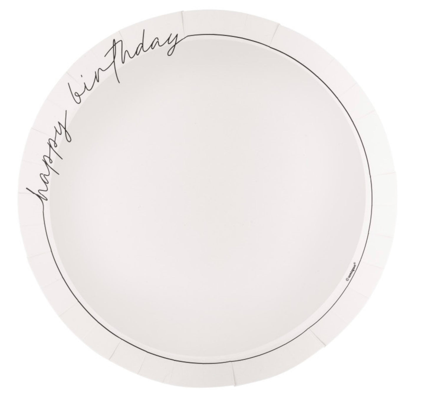 Script Birthday "Happy Birthday" Shallow Round 8.25" Dessert Plates  8ct