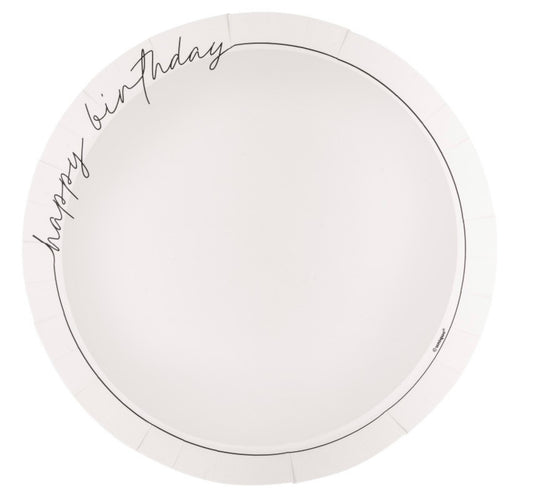Script Birthday "Happy Birthday" Shallow Round 8.25" Dessert Plates  8ct
