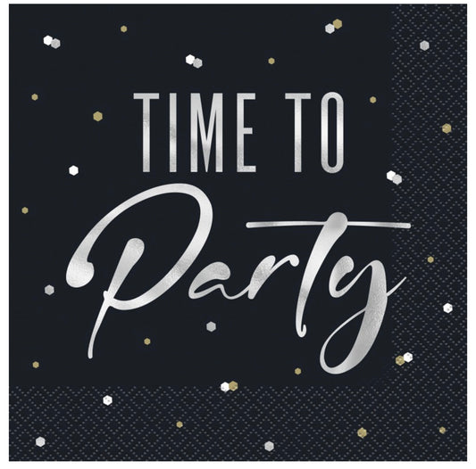Silver Happy Birthday Luncheon Napkins  16ct - Foil Stamping