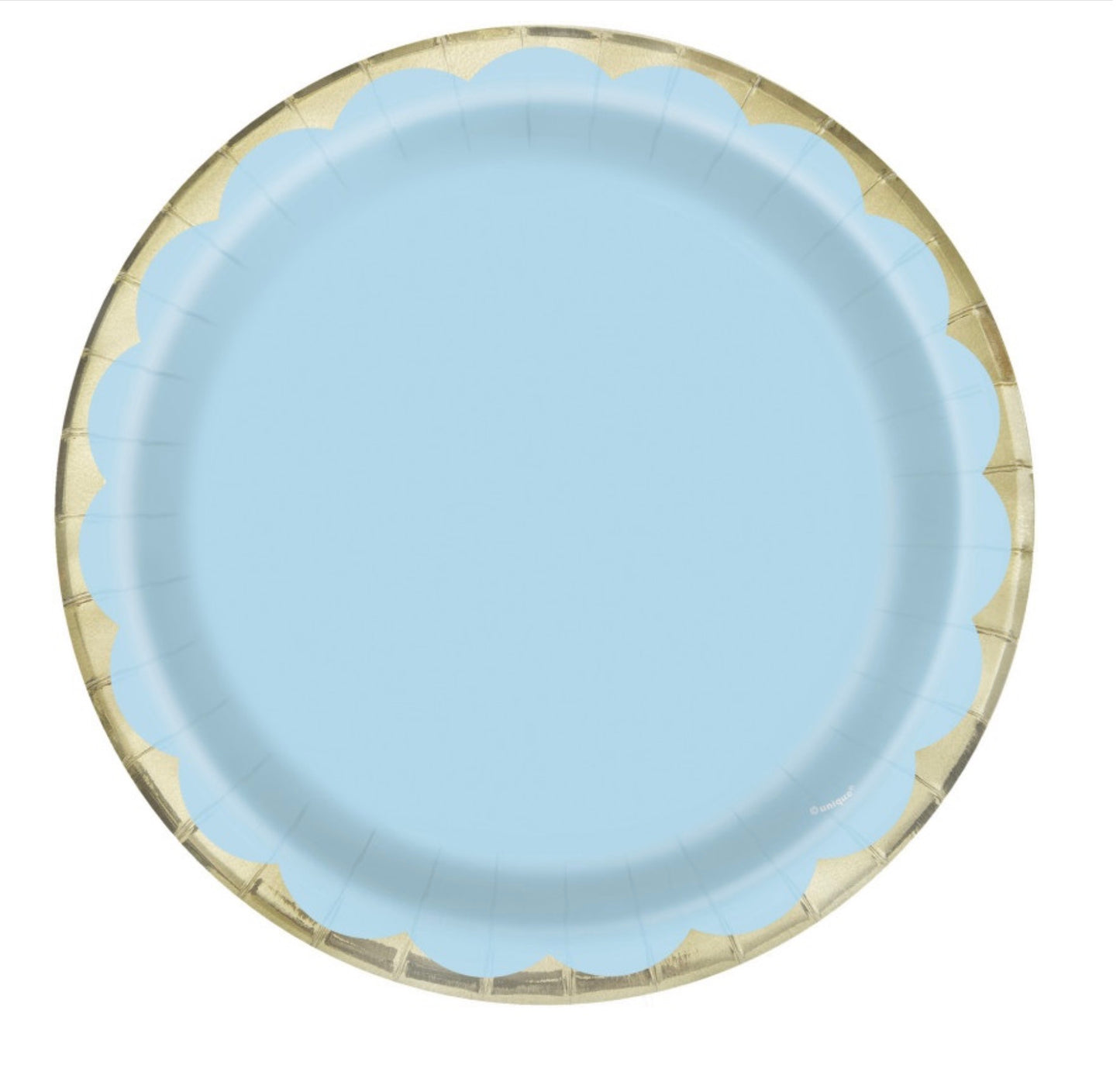 Light Blue Pastel Scallop Print 9" Dinner Plates  10ct - Foil Stamping