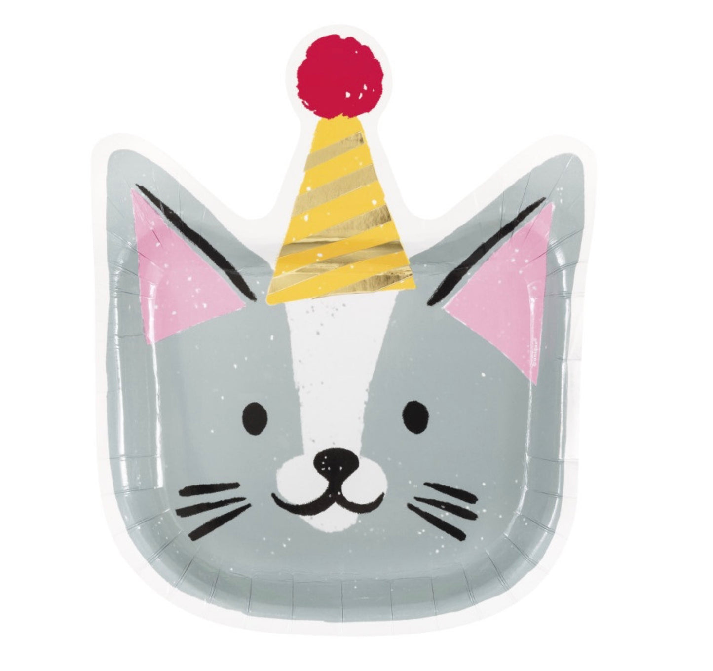 Pawty Animals Cat-Shaped 10" Plates  8ct - Foil Stamping