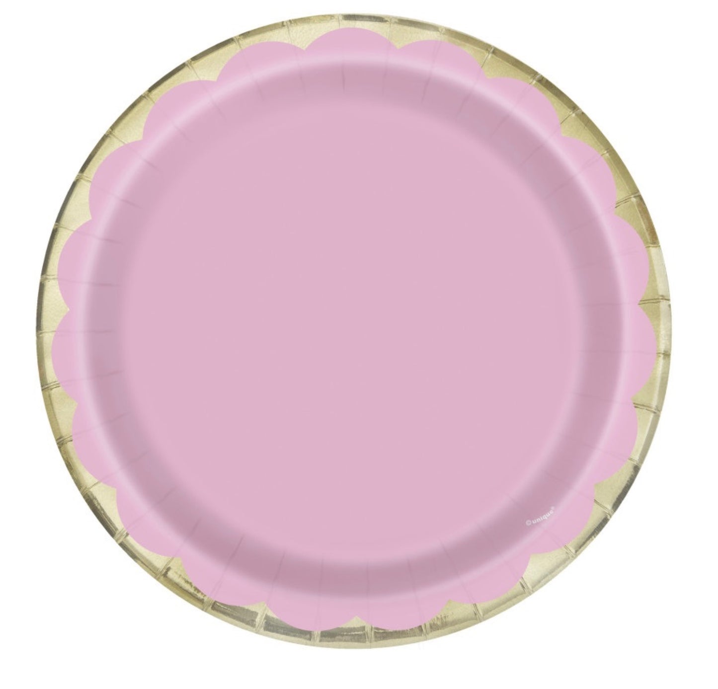 Light Pink Pastel Scallop Print 7" Dessert Plates  10ct - Foil Stamping
