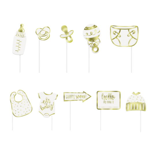 Gold Baby Shower Photo Booth Props