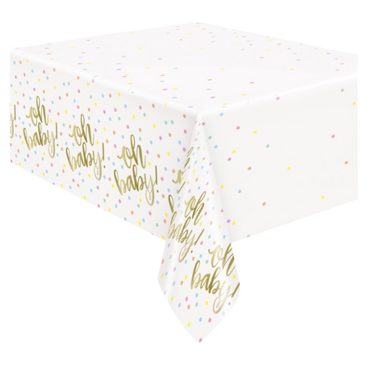 Gold Baby Shower Plastic Table Cover