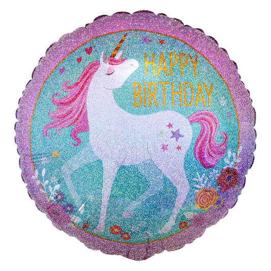 18"A Happy Birthday Magical Unicorn Holographic Pkg (5 count)