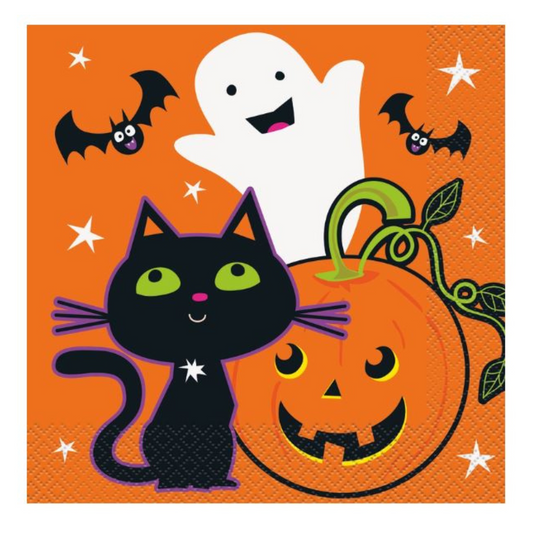 Cat & Pumpkin Purple Luncheon Napkins 16ct