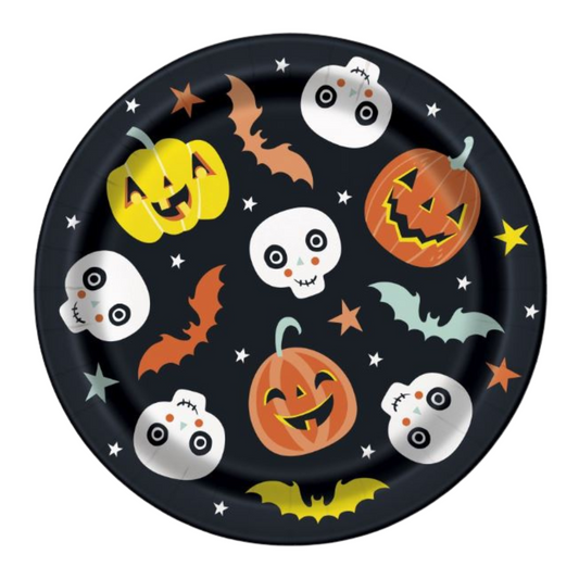 Pastel Pumpkin Halloween Round 7" Dessert Plates 8ct