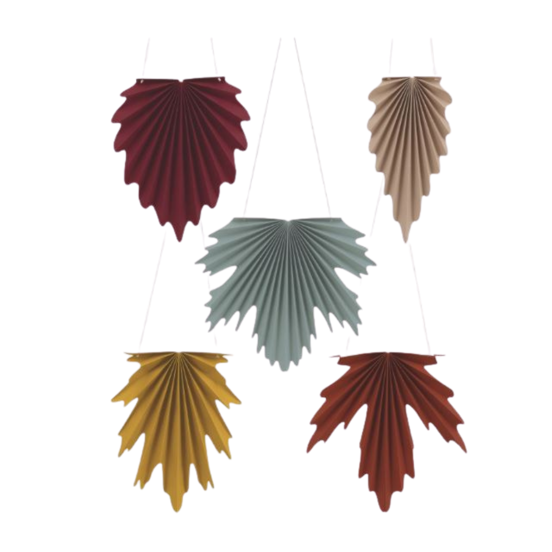 Elegant Thanksgiving Paper Fan Leaf Decorations 5ct
