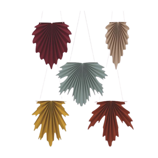 Elegant Thanksgiving Paper Fan Leaf Decorations 5ct