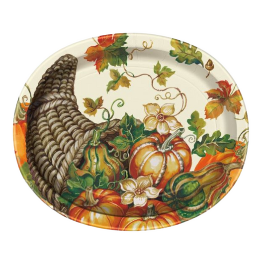 Harvest Pumpkins Paper Oval Plates 8ct