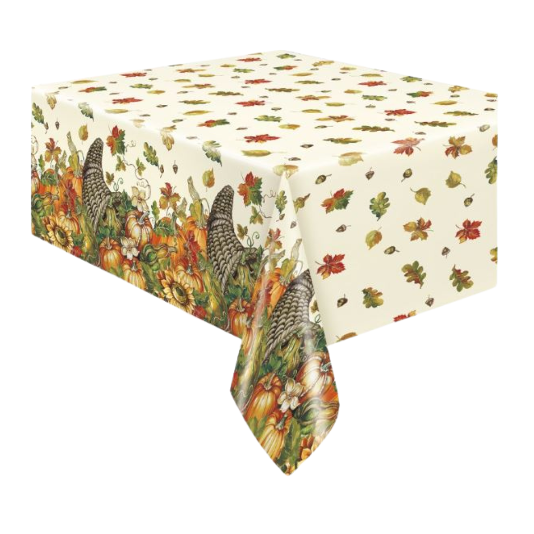 Harvest Pumpkins Rectangular Plastic Table Cover 54" x 84"