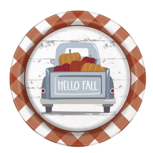 Pumpkin & Gingham Round 9" Dinner Plates 8ct