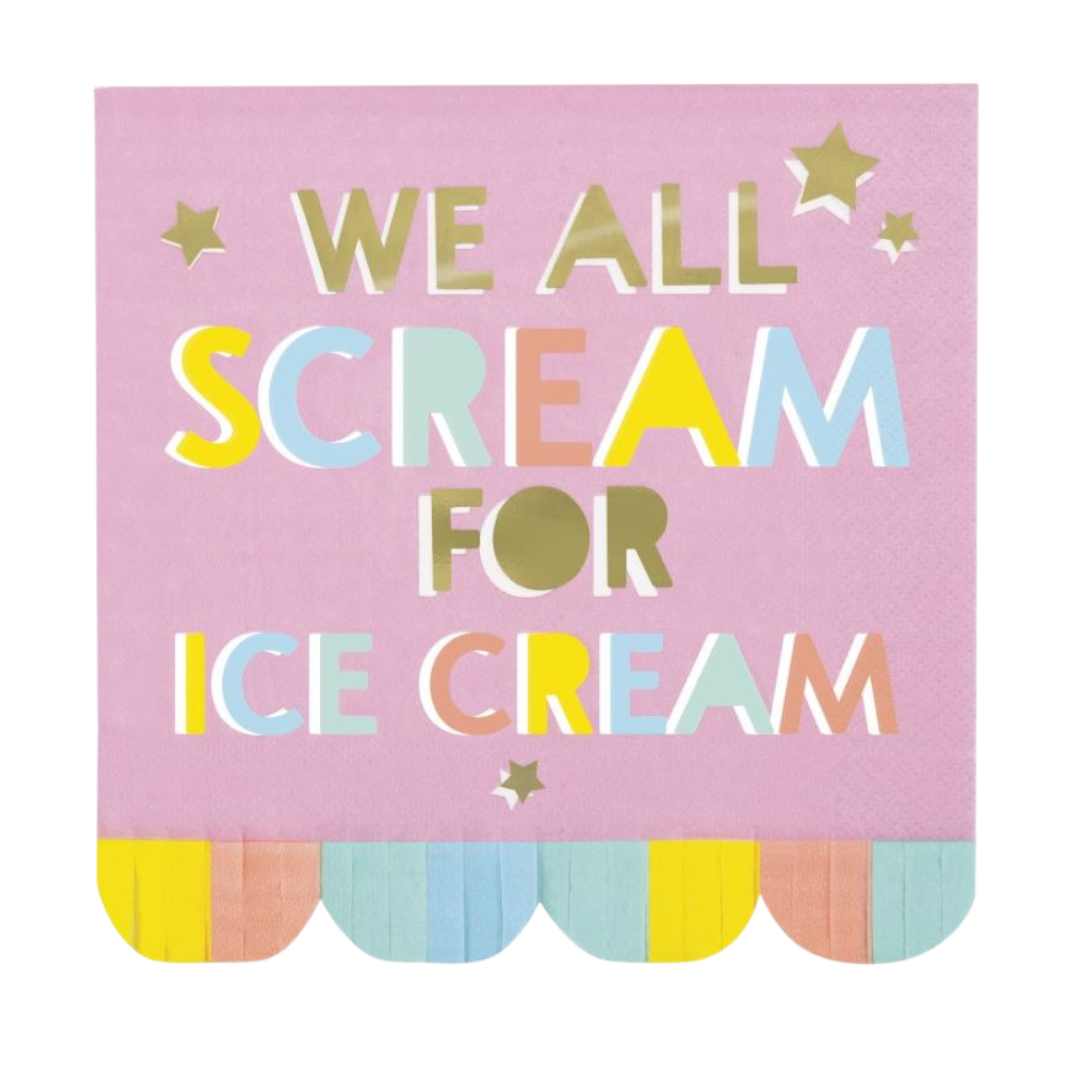 Pastel Ice Cream Fringe Luncheon Napkins 16ct - Foil Stamping